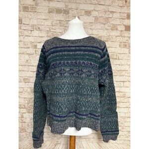 GAP 100% Wool Striped‎ Crewneck Sweater Xl Fair Isle Crop Mom Y2k
